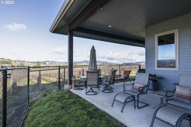 view of patio featuring a rural view