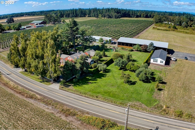 birds eye view of property featuring a rural view