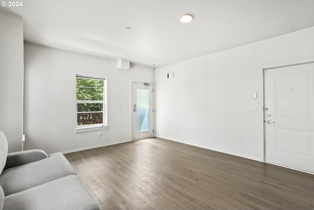 living room featuring dark wood-type flooring