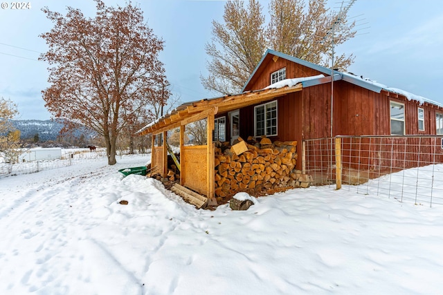 view of snowy exterior