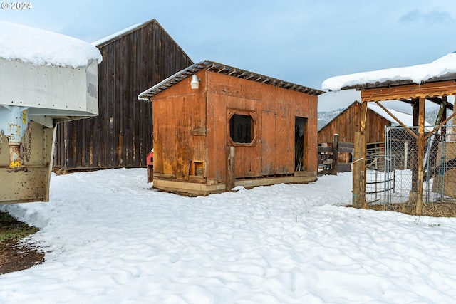 view of snow covered structure