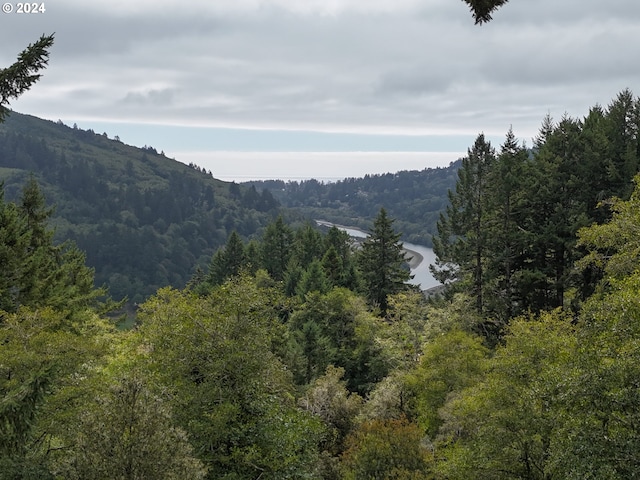 mountain view with a water view