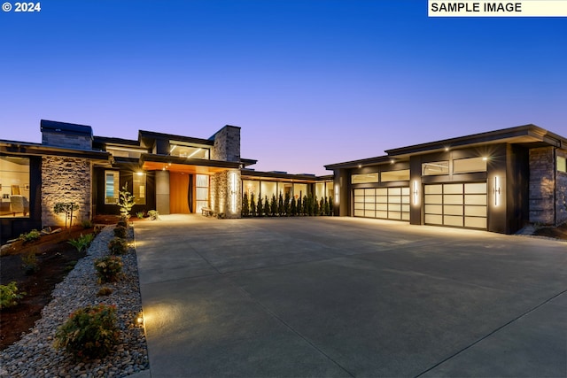 view of front of property with a garage