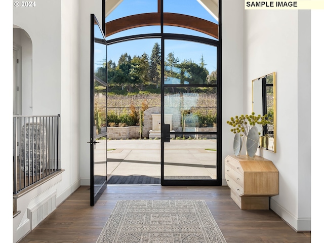 entryway featuring dark wood-type flooring