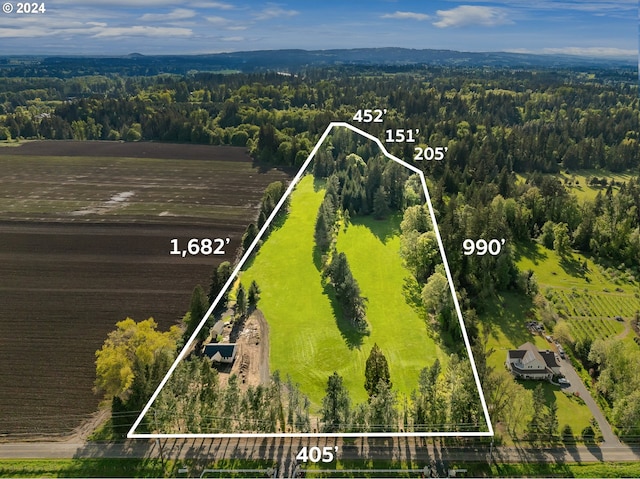 aerial view with a rural view