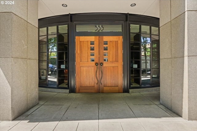 view of exterior entry with french doors