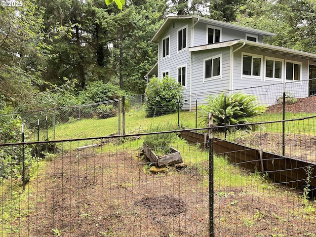 view of property exterior with a lawn