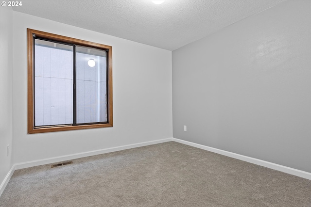 carpeted spare room featuring a textured ceiling