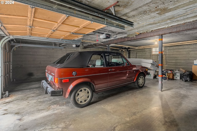 garage with a garage door opener