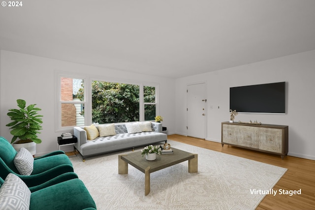 living room with hardwood / wood-style flooring