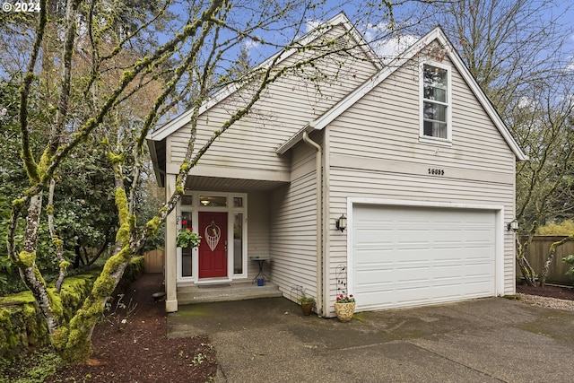 view of property featuring a garage