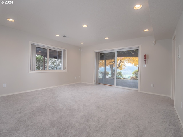 unfurnished room featuring plenty of natural light and carpet