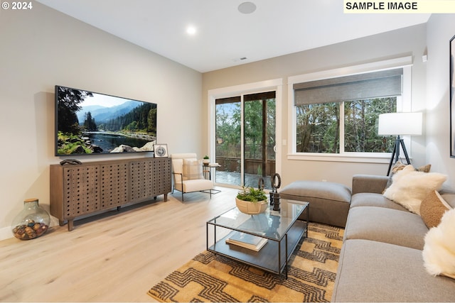 living room featuring light wood-type flooring