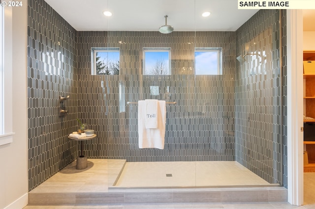 bathroom with tile patterned flooring