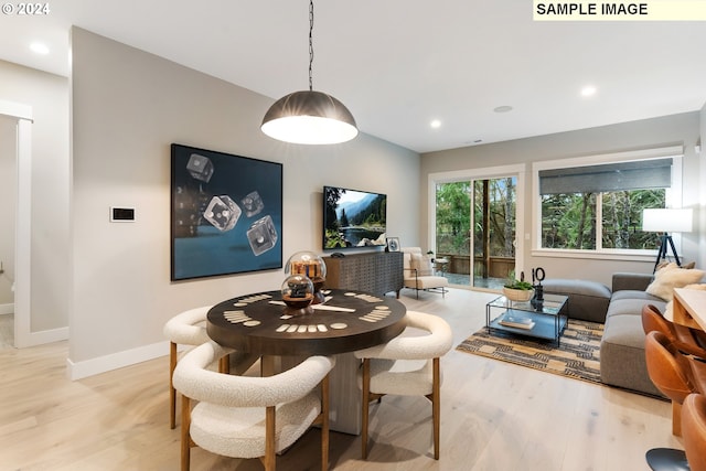 dining area featuring light hardwood / wood-style flooring