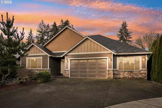 craftsman inspired home featuring a garage