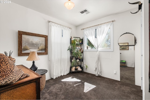 bedroom with visible vents and carpet flooring