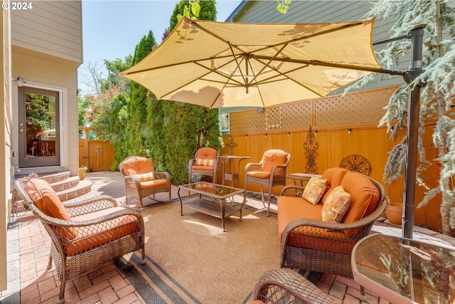 view of patio / terrace with an outdoor living space