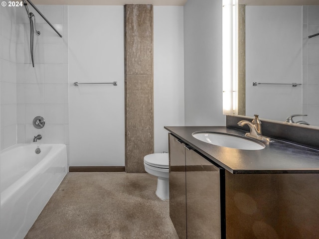 full bathroom featuring toilet, vanity, and shower / bathtub combination