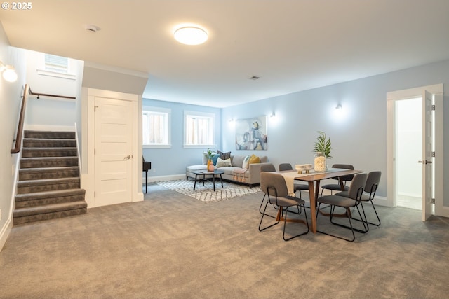 view of carpeted dining room