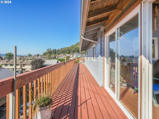 deck with a residential view