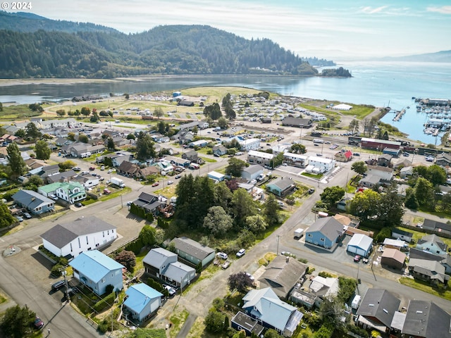 bird's eye view of a heavily wooded area and a nearby body of water