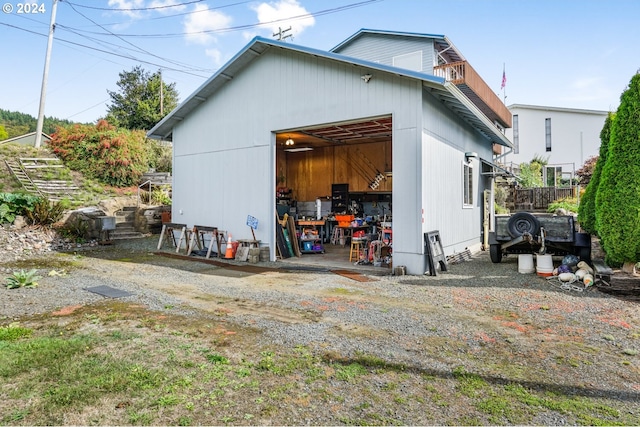 view of pole building with a garage