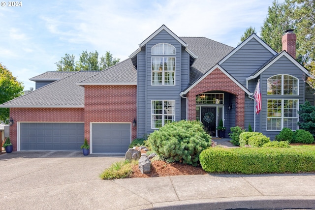 view of front property with a garage