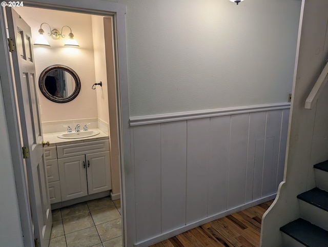 bathroom with vanity and tile patterned floors