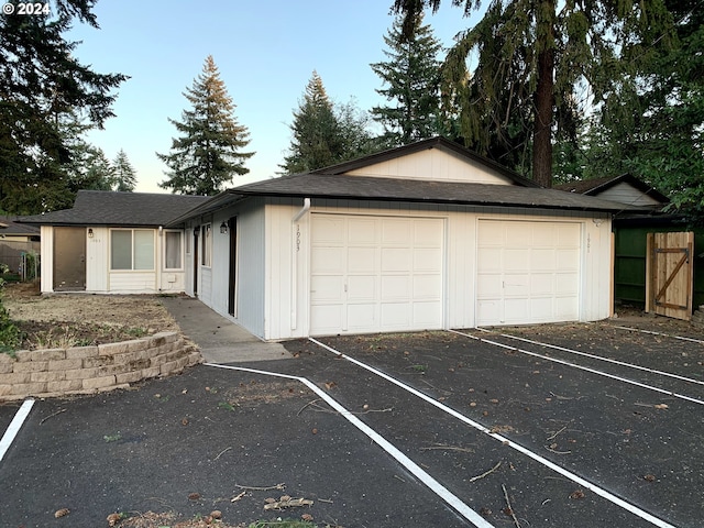 exterior space featuring a garage