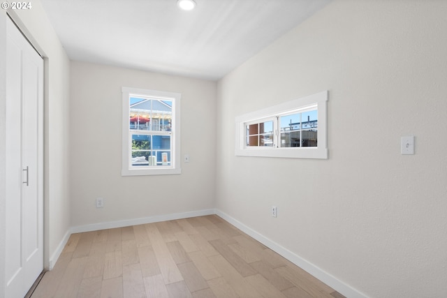 unfurnished bedroom featuring light hardwood / wood-style flooring