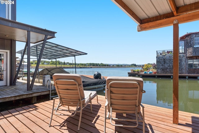 view of dock featuring a water view