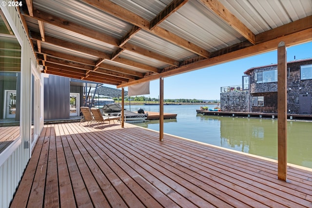 view of dock featuring a water view