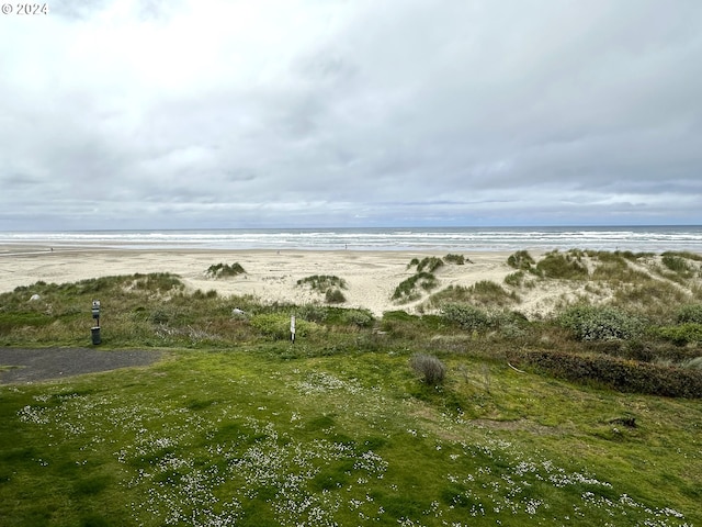 property view of water featuring a view of the beach