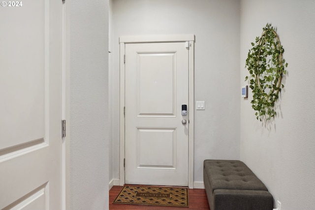 entryway with dark hardwood / wood-style floors