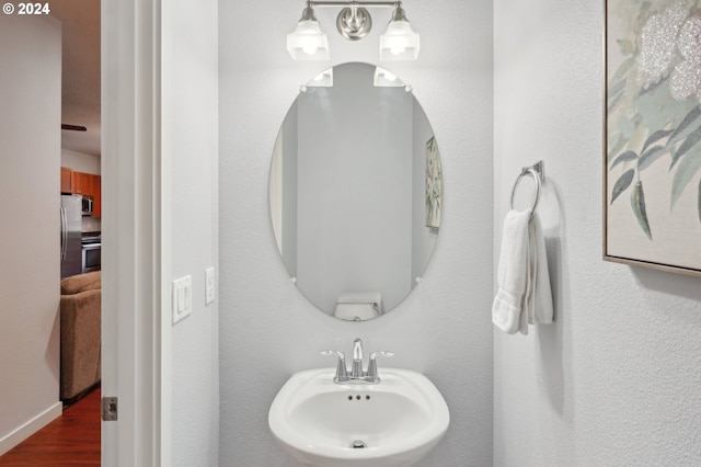 bathroom featuring sink and wood-type flooring