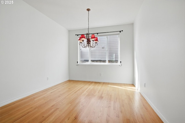 5306 NW Skycrest Pkwy, Portland, OR 97229 - unfurnished dining area with light wood-type flooring, baseboards, and a notable chandelier