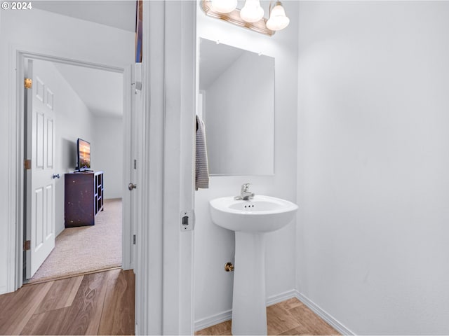 bathroom featuring hardwood / wood-style flooring