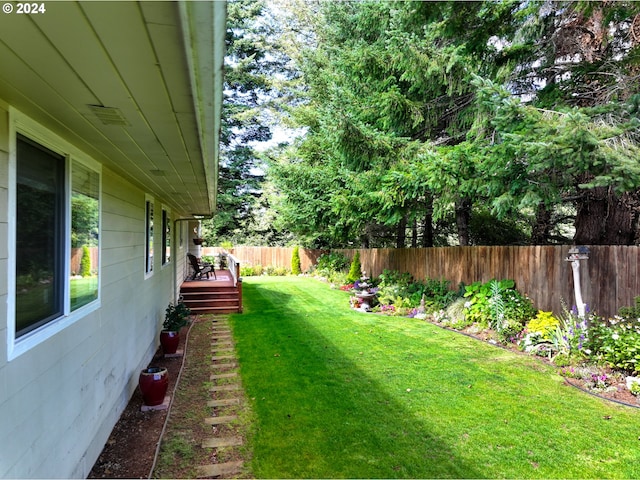 view of yard featuring a fenced backyard