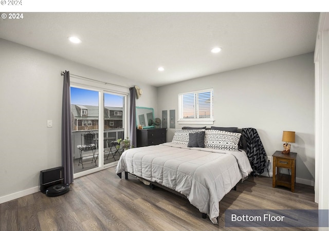 35165 Rueppell Ave, Pacific City, OR 97135 - bedroom featuring wood finished floors, access to outside, recessed lighting, and baseboards