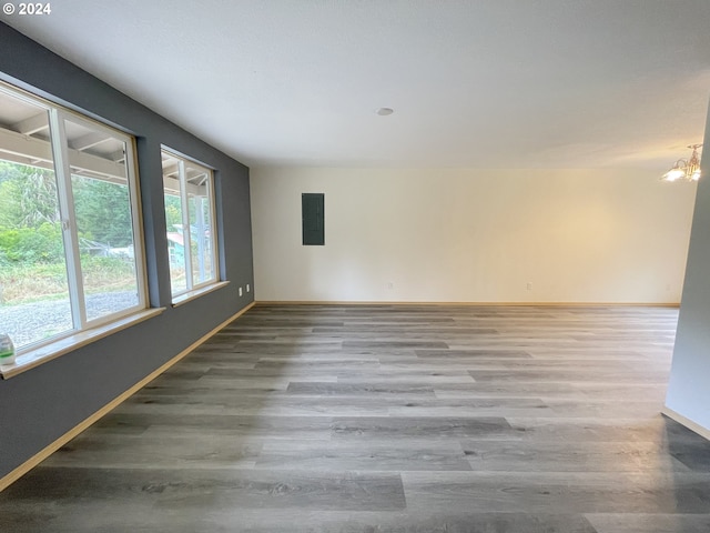 empty room featuring hardwood / wood-style floors and electric panel