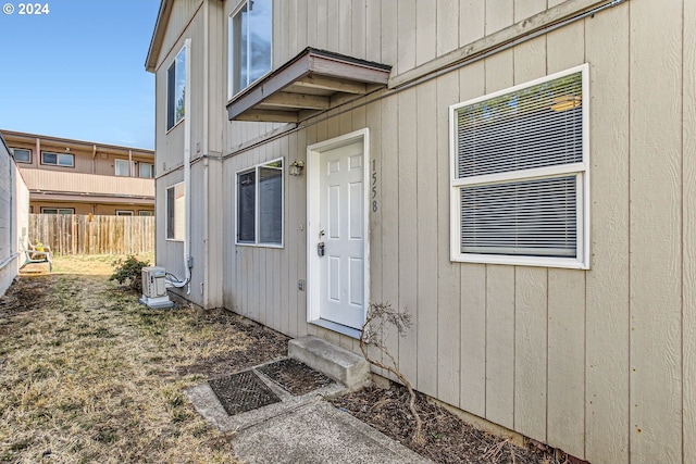 property entrance with ac unit