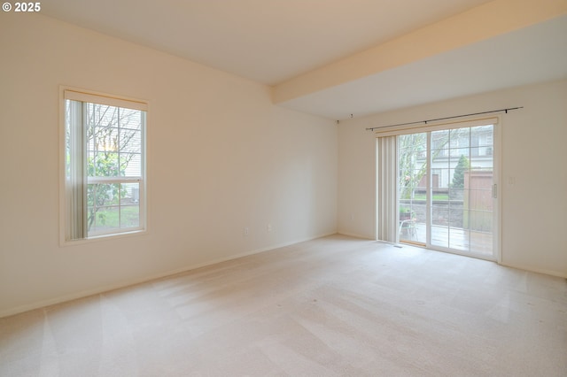 spare room with carpet floors and baseboards