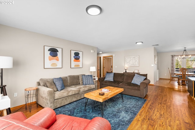 living room with hardwood / wood-style floors