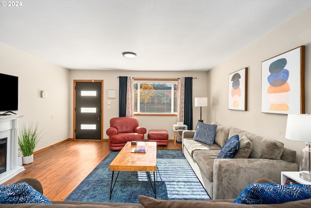 living room with hardwood / wood-style floors