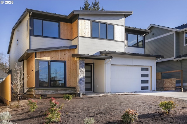 modern home featuring a garage