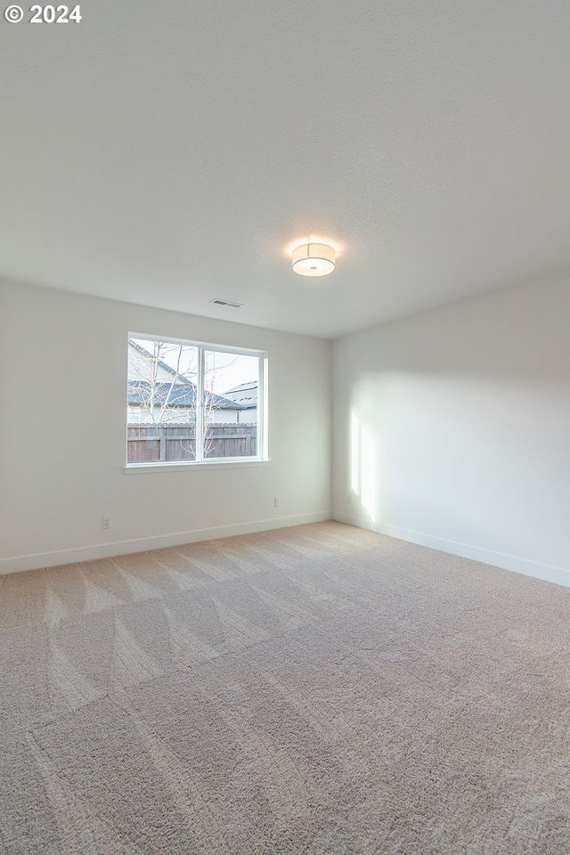 unfurnished room with light carpet