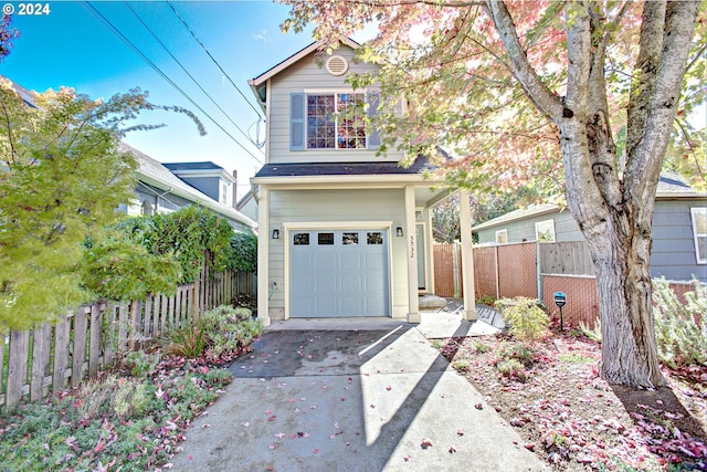 view of property with a garage