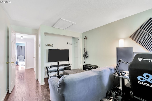 living room with hardwood / wood-style floors