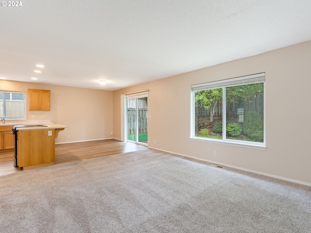 unfurnished living room featuring light hardwood / wood-style floors